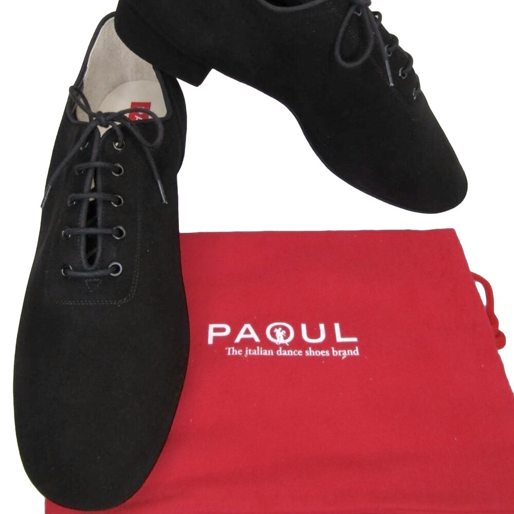 NEW PAOUL ITALY Whisk Black Suede Ballroom Dance Shoes Standard Heel Size 11.5
